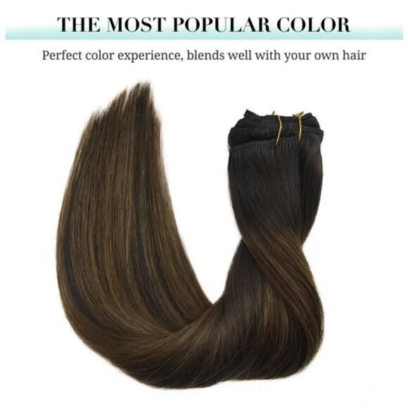 Hair Extension Human, Balayage Dark Brown to Chestnut Brown 120g 7pcs 18 " - Picture 1 of 6
